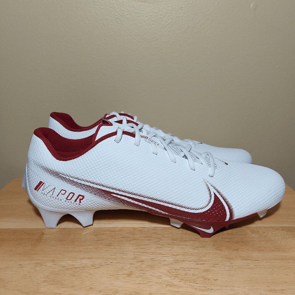 Nike Vapor Edge Speed 360 Football Cleats White Red CV6349-105 Men's Size 14